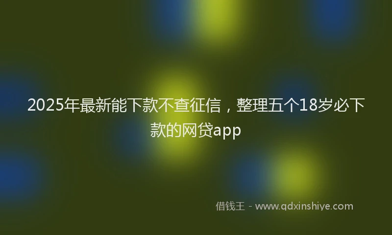 2025年最新能下款不查征信，整理五个18岁必下款的网贷app