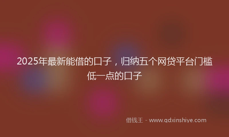 2025年最新能借的口子，归纳五个网贷平台门槛低一点的口子