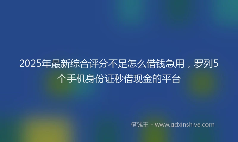 2025年最新综合评分不足怎么借钱急用，罗列5个手机身份证秒借现金的平台