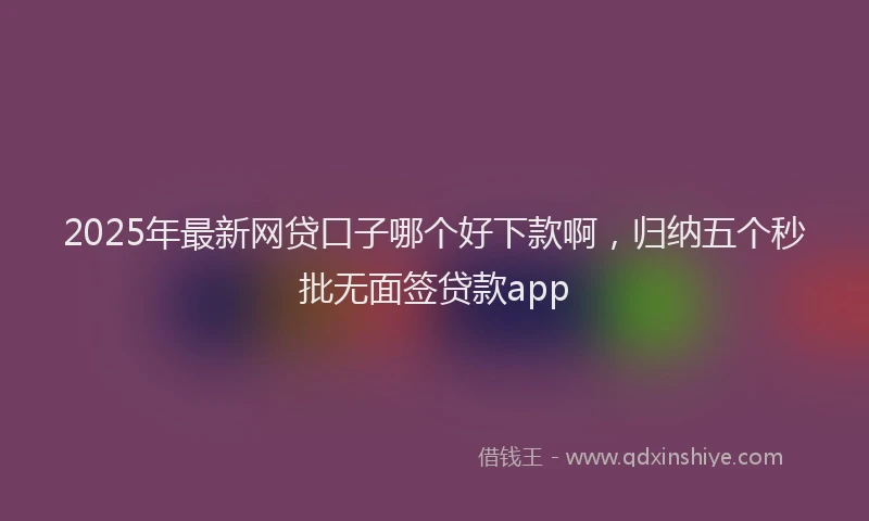 2025年最新网贷口子哪个好下款啊，归纳五个秒批无面签贷款app