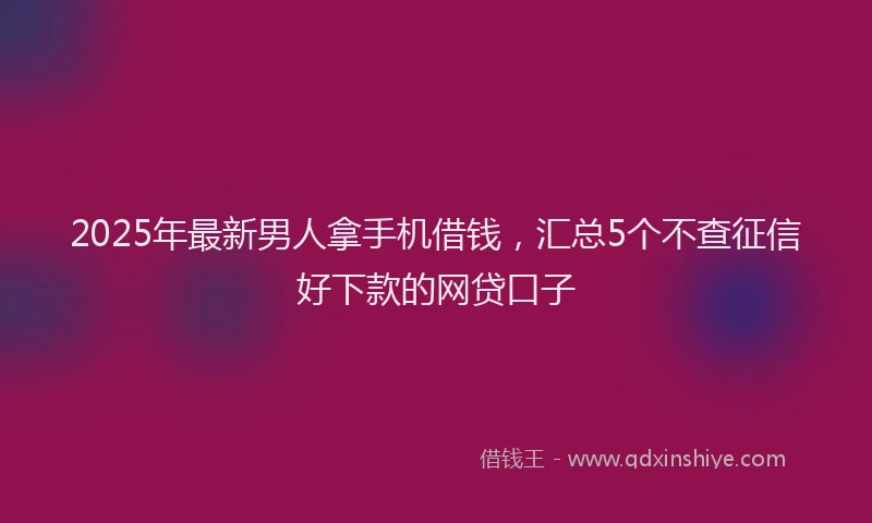 2025年最新男人拿手机借钱，汇总5个不查征信好下款的网贷口子