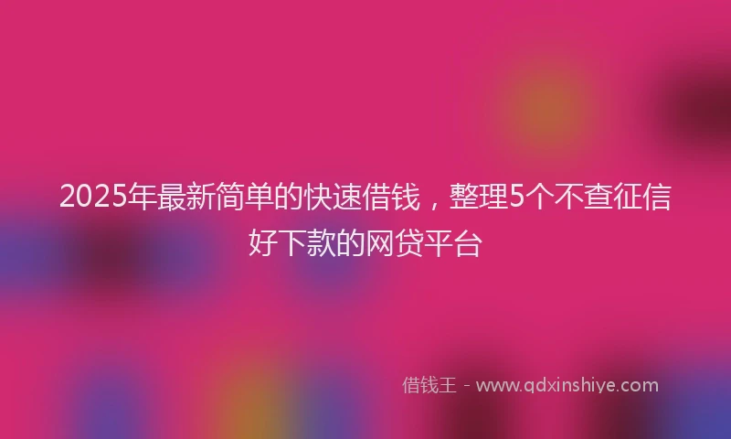2025年最新简单的快速借钱，整理5个不查征信好下款的网贷平台
