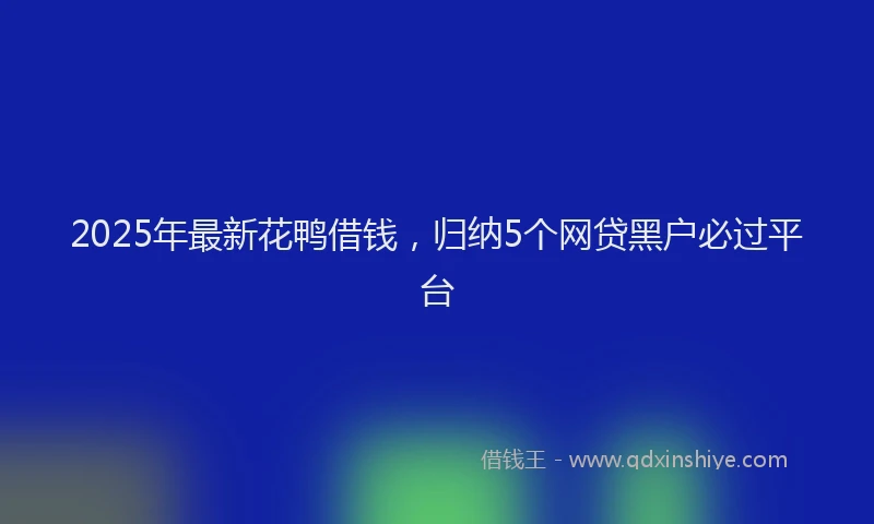 2025年最新花鸭借钱，归纳5个网贷黑户必过平台
