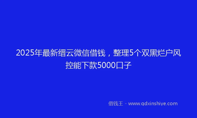 2025年最新缙云微信借钱，整理5个双黑烂户风控能下款5000口子