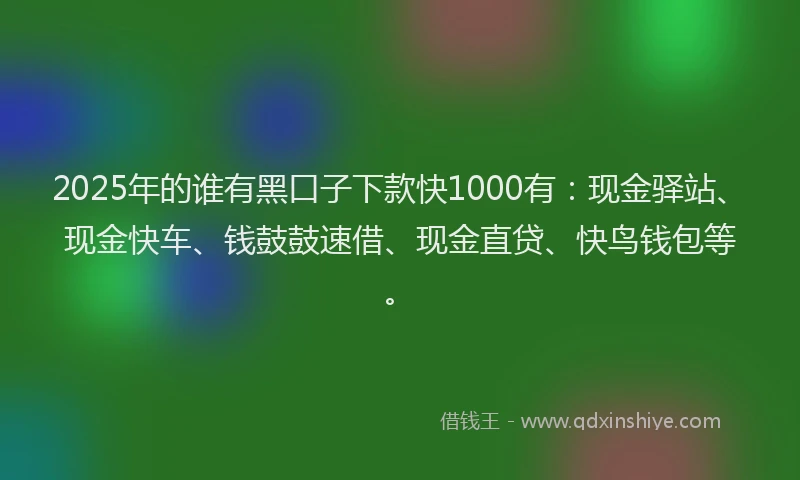 2025年的谁有黑口子下款快1000有：现金驿站、现金快车、钱鼓鼓速借、现金直贷、快鸟钱包等。