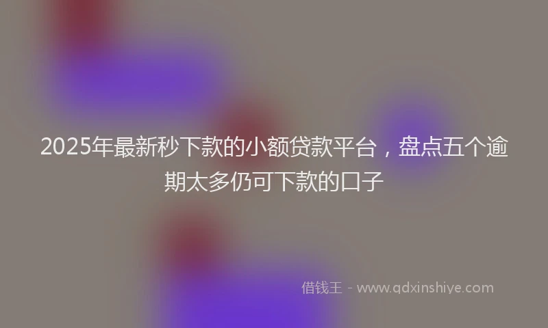 2025年最新秒下款的小额贷款平台，盘点五个逾期太多仍可下款的口子
