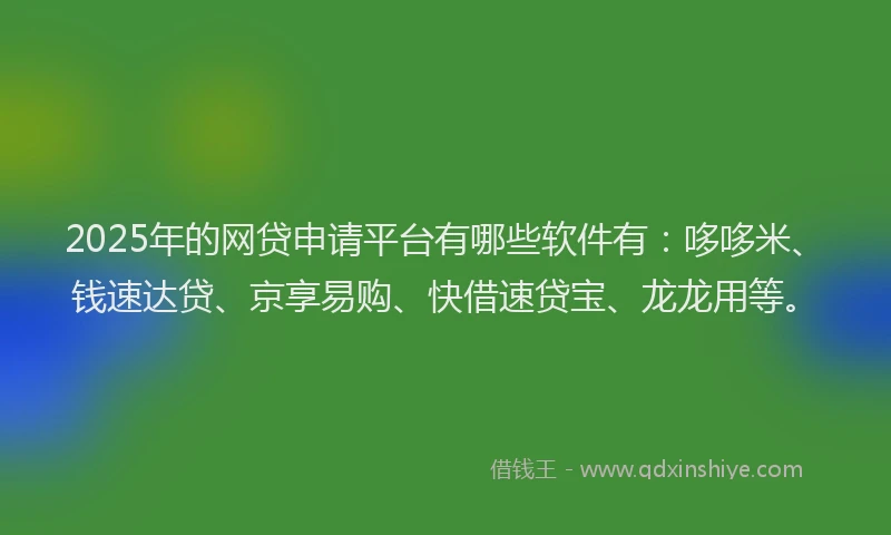 2025年的网贷申请平台有哪些软件有：哆哆米、钱速达贷、京享易购、快借速贷宝、龙龙用等。