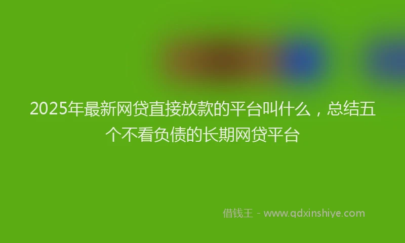 2025年最新网贷直接放款的平台叫什么，总结五个不看负债的长期网贷平台