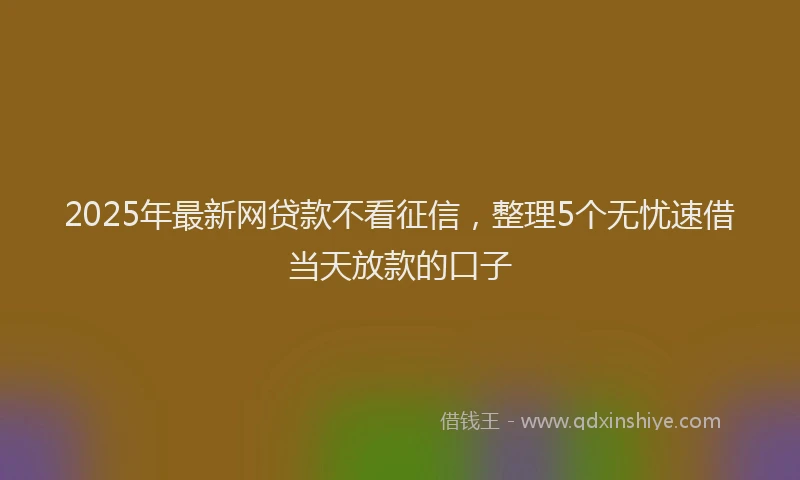 2025年最新网贷款不看征信，整理5个无忧速借当天放款的口子