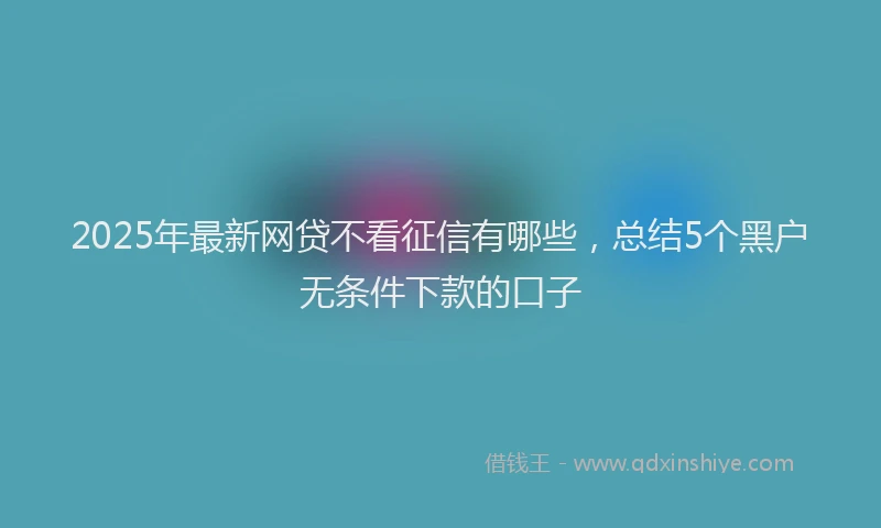 2025年最新网贷不看征信有哪些，总结5个黑户无条件下款的口子