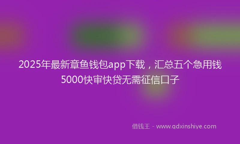 2025年最新章鱼钱包app下载，汇总五个急用钱5000快审快贷无需征信口子