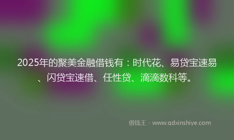 2025年的聚美金融借钱有：时代花、易贷宝速易、闪贷宝速借、任性贷、滴滴数科等。