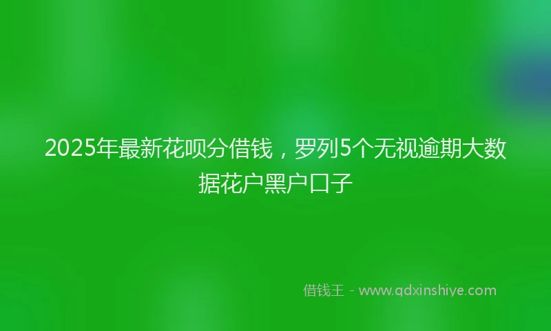 2025年最新花呗分借钱，罗列5个无视逾期大数据花户黑户口子