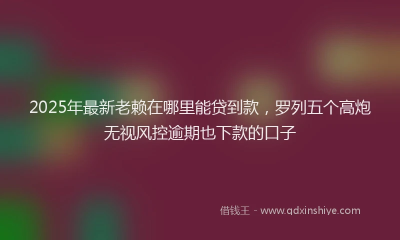 2025年最新老赖在哪里能贷到款，罗列五个高炮无视风控逾期也下款的口子
