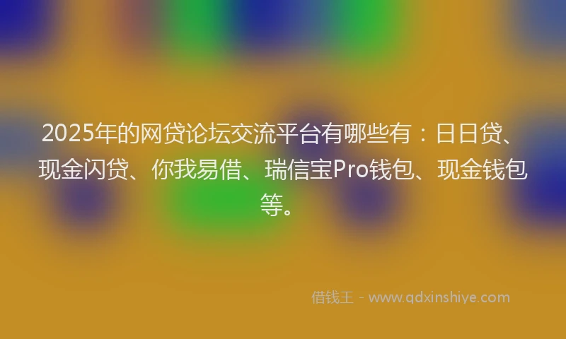 2025年的网贷论坛交流平台有哪些有：日日贷、现金闪贷、你我易借、瑞信宝Pro钱包、现金钱包等。