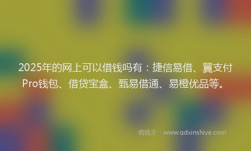 2025年的网上可以借钱吗有：捷信易借、翼支付Pro钱包、借贷宝盒、甄易借通、易橙优品等。