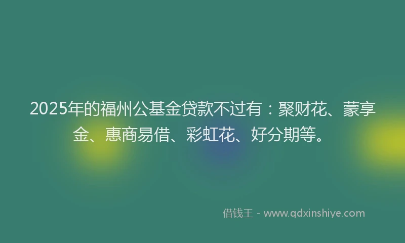 2025年的福州公基金贷款不过有：聚财花、蒙享金、惠商易借、彩虹花、好分期等。