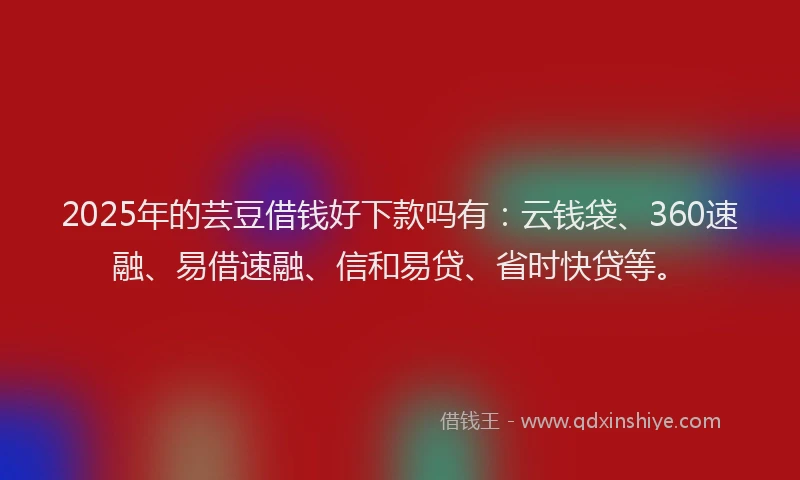 2025年的芸豆借钱好下款吗有：云钱袋、360速融、易借速融、信和易贷、省时快贷等。