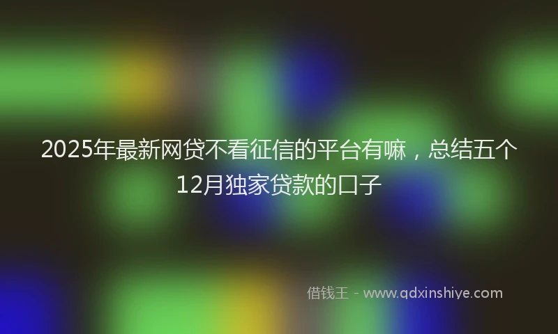 2025年最新网贷不看征信的平台有嘛，总结五个12月独家贷款的口子