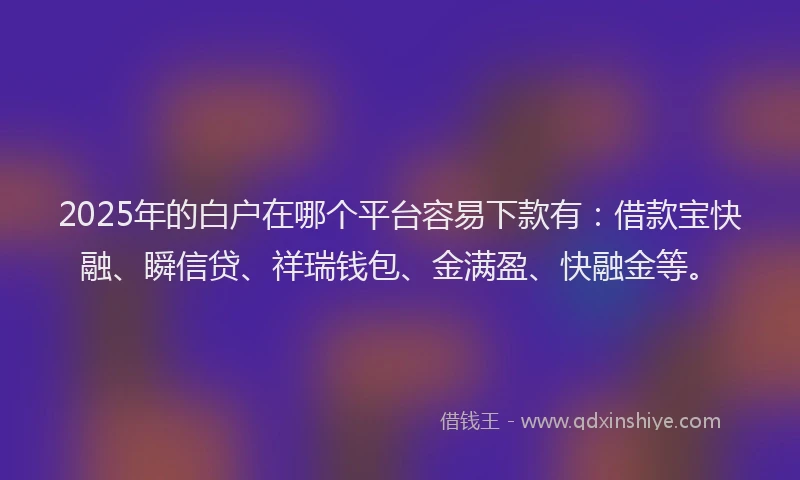 2025年的白户在哪个平台容易下款有：借款宝快融、瞬信贷、祥瑞钱包、金满盈、快融金等。