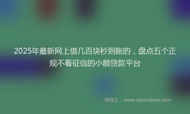 2025年最新网上借几百块秒到账的，盘点五个正规不看征信的小额贷款平台