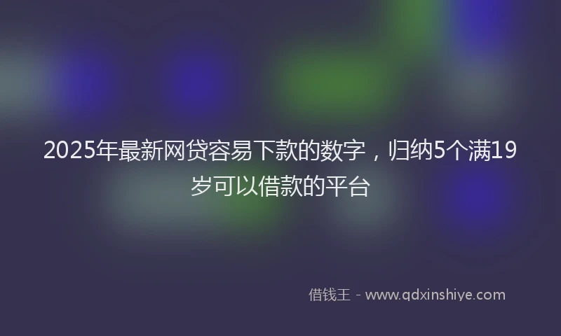 2025年最新网贷容易下款的数字，归纳5个满19岁可以借款的平台