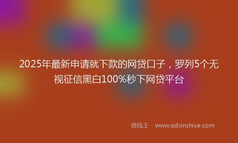 2025年最新申请就下款的网贷口子，罗列5个无视征信黑白100%秒下网贷平台