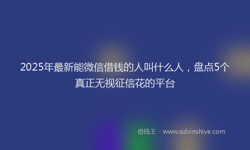 2025年最新能微信借钱的人叫什么人，盘点5个真正无视征信花的平台