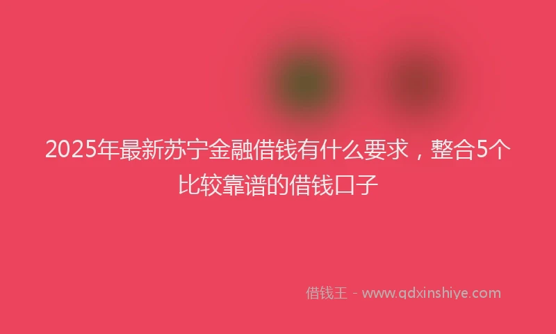 2025年最新苏宁金融借钱有什么要求，整合5个比较靠谱的借钱口子