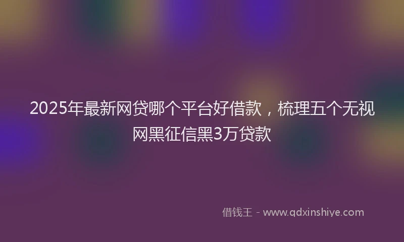 2025年最新网贷哪个平台好借款，梳理五个无视网黑征信黑3万贷款
