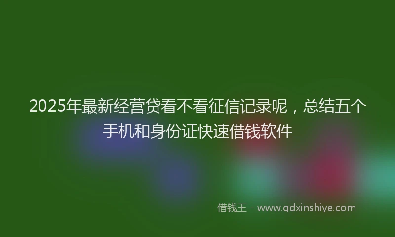 2025年最新经营贷看不看征信记录呢，总结五个手机和身份证快速借钱软件