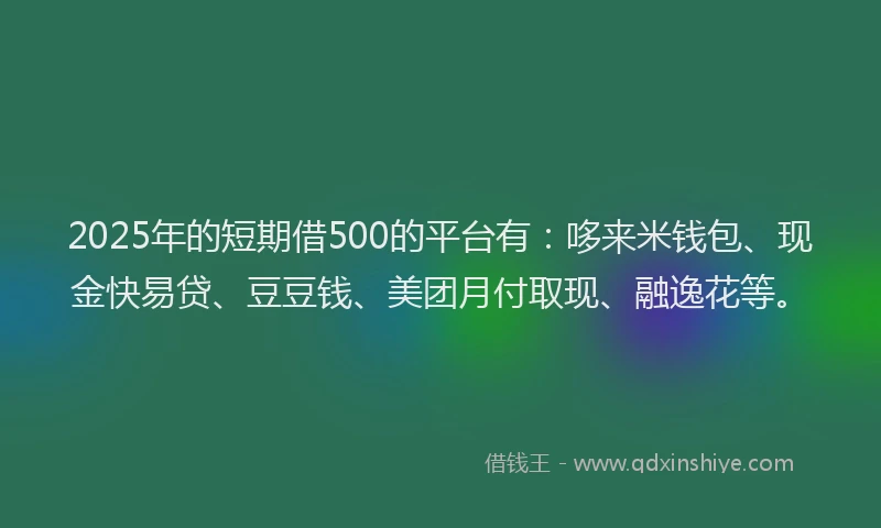 2025年的短期借500的平台有：哆来米钱包、现金快易贷、豆豆钱、美团月付取现、融逸花等。
