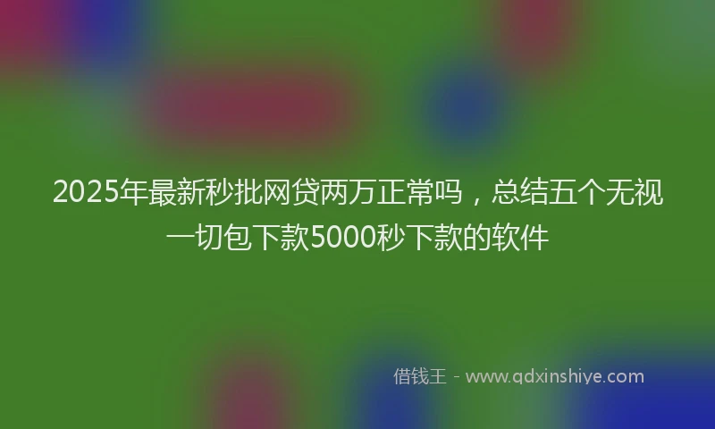 2025年最新秒批网贷两万正常吗，总结五个无视一切包下款5000秒下款的软件