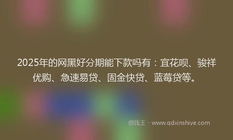 2025年的网黑好分期能下款吗有：宜花呗、骏祥优购、急速易贷、固金快贷、蓝莓贷等。