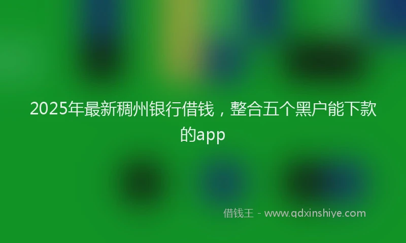 2025年最新稠州银行借钱，整合五个黑户能下款的app
