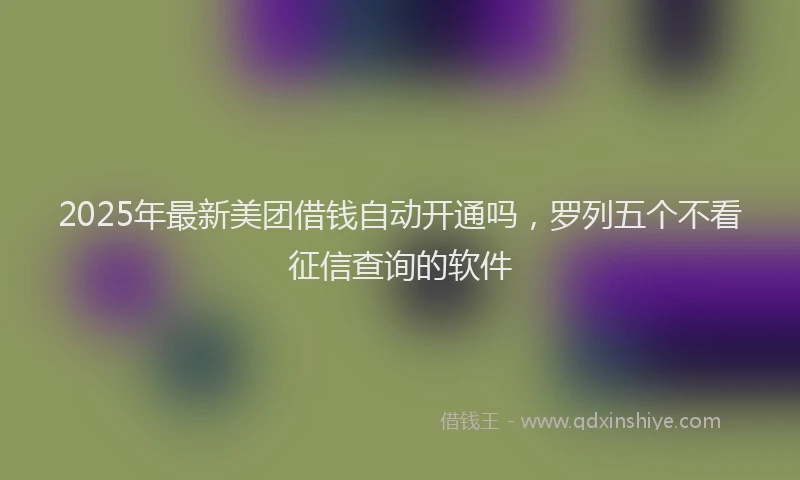 2025年最新美团借钱自动开通吗，罗列五个不看征信查询的软件