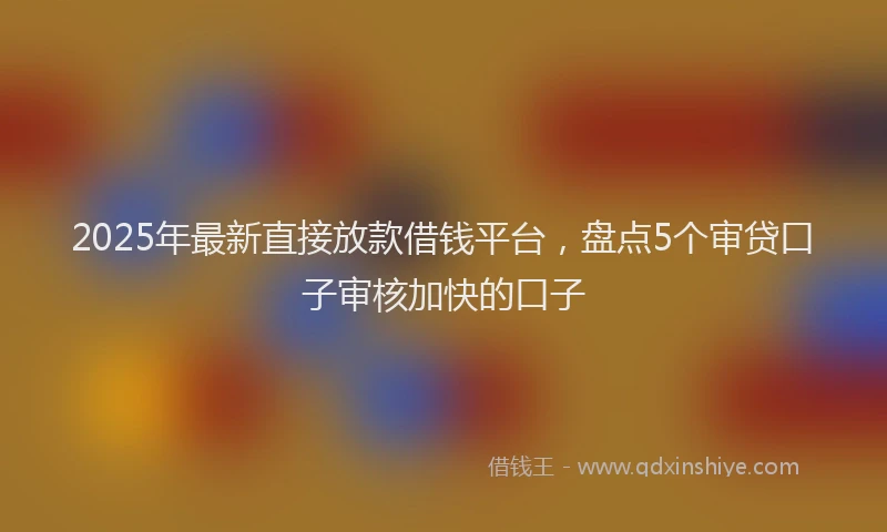 2025年最新直接放款借钱平台，盘点5个审贷口子审核加快的口子
