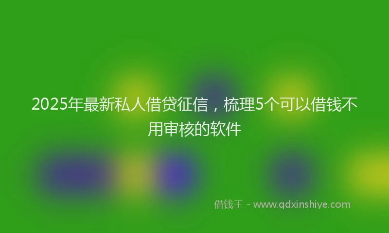 2025年最新私人借贷征信，梳理5个可以借钱不用审核的软件