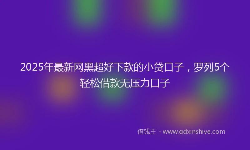 2025年最新网黑超好下款的小贷口子，罗列5个轻松借款无压力口子