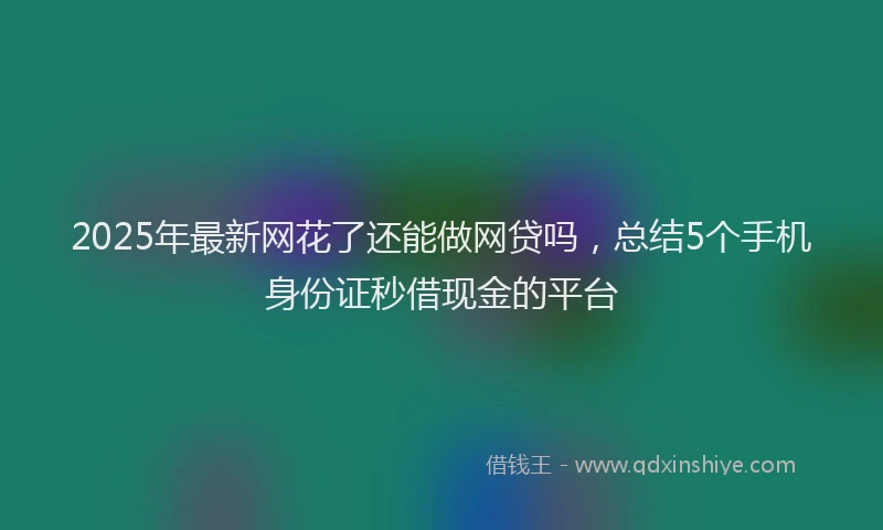 2025年最新网花了还能做网贷吗，总结5个手机身份证秒借现金的平台