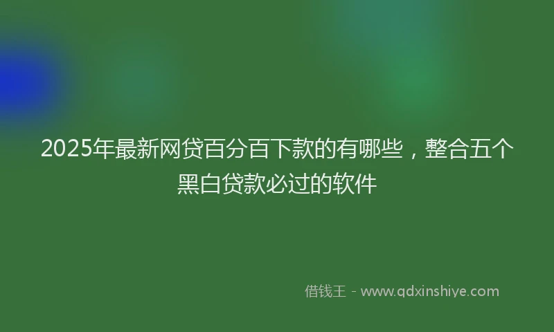 2025年最新网贷百分百下款的有哪些，整合五个黑白贷款必过的软件