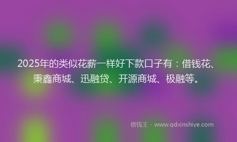 2025年的类似花薪一样好下款口子有：借钱花、秉鑫商城、迅融贷、开源商城、极融等。