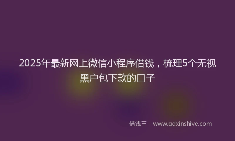 2025年最新网上微信小程序借钱，梳理5个无视黑户包下款的口子