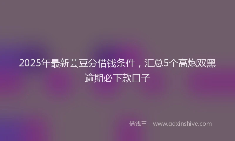 2025年最新芸豆分借钱条件，汇总5个高炮双黑逾期必下款口子