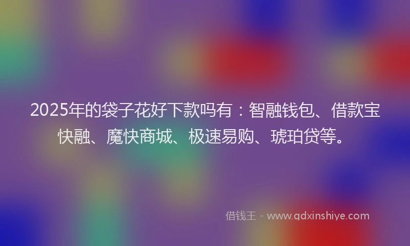 2025年的袋子花好下款吗有：智融钱包、借款宝快融、魔快商城、极速易购、琥珀贷等。