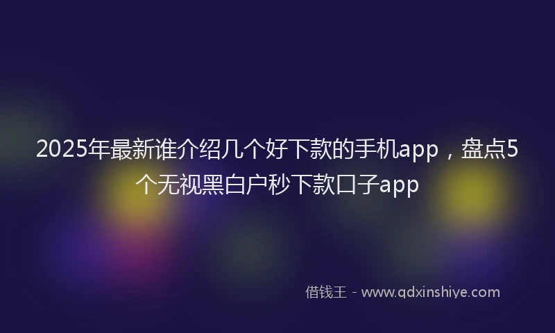 2025年最新谁介绍几个好下款的手机app，盘点5个无视黑白户秒下款口子app