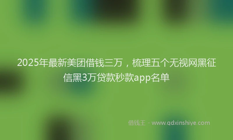 2025年最新美团借钱三万，梳理五个无视网黑征信黑3万贷款秒款app名单
