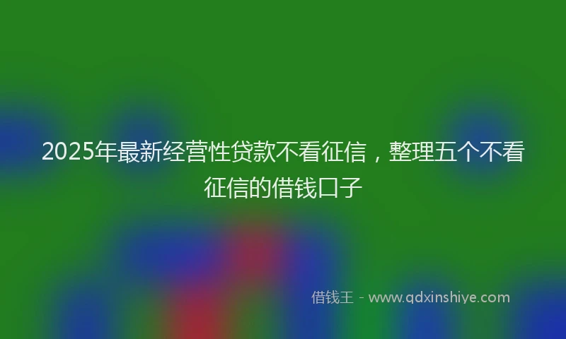 2025年最新经营性贷款不看征信，整理五个不看征信的借钱口子