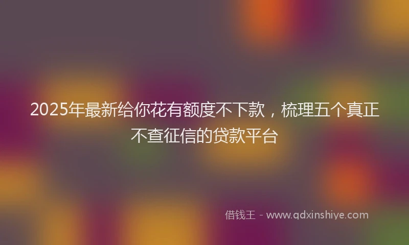 2025年最新给你花有额度不下款，梳理五个真正不查征信的贷款平台