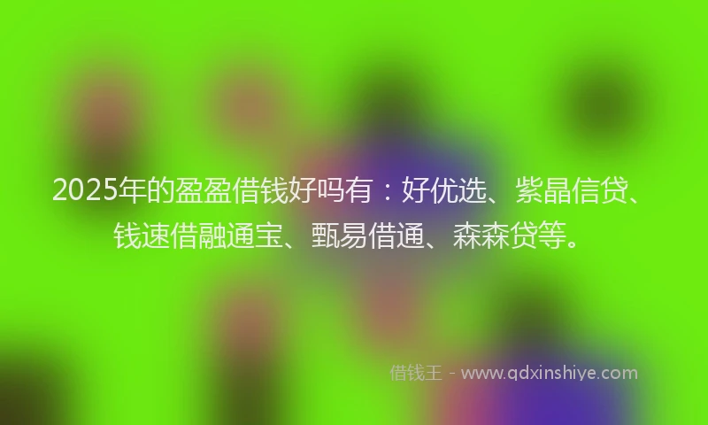 2025年的盈盈借钱好吗有：好优选、紫晶信贷、钱速借融通宝、甄易借通、森森贷等。